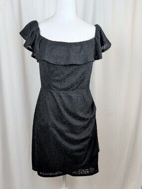 NWT BCBGeneration Black Off The Shoulder Ruffle Cocktail Dress M